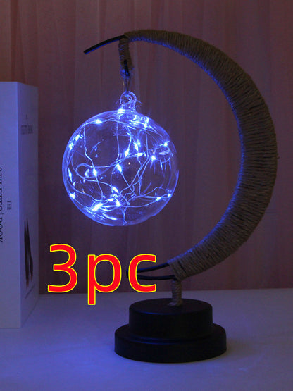 Led Lamp Stars Moon Night Light Rattan Ball Christmas