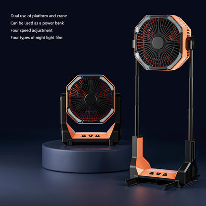 8000mAh Telescopic Wireless Electric Fan Outdoor Camping Fan USB Charging Portable Emergency Power Bank 4-speed Camping Supplies