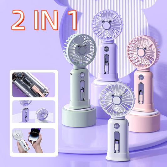 2-in-1 Handheld Fan Fast Charging Power