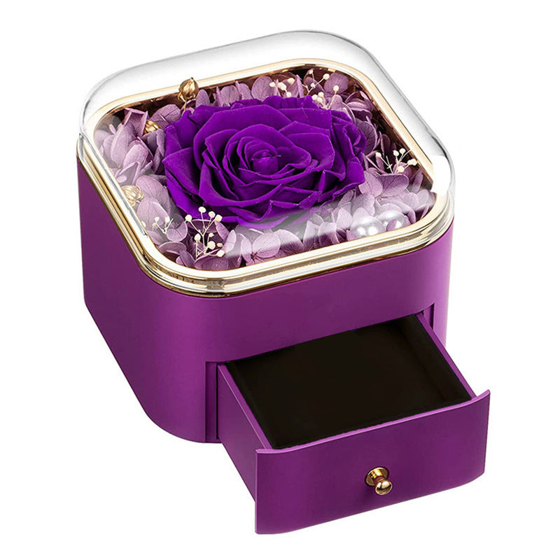 Valentines Day Rose Flower Drawer Jewelry Box