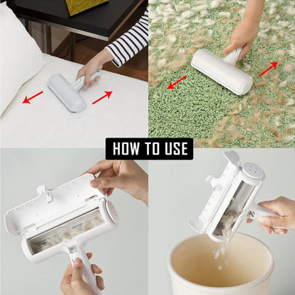 Pet Hair Roller Remover Lint Brush 2-Way for Dogs and  Cats.