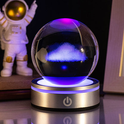 Creative 3D Inner Carving Luminous Crystal Ball Colorful.